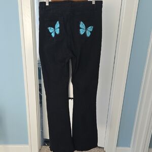 SHEIN Black Velvetie Soft Flare Raw Hem TALL HIGH WAISTED JEANS L 32INSEAM Y2k